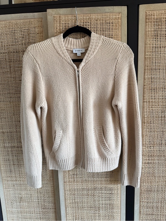 Evereve Sweaters - Evereve Neutral Cream Zip Knit Jacket